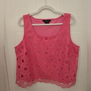 Plus Size 18 Michel Studio New Pink Lace Women's Crop Top